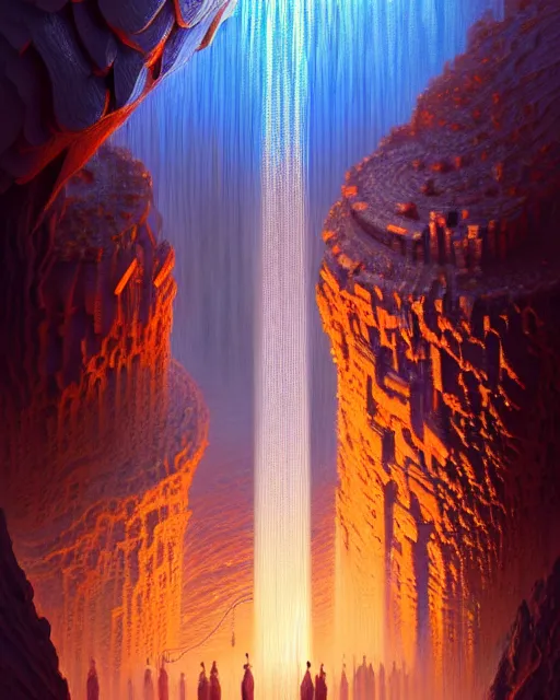 Image similar to a hyper - detailed 3 d render like an oil painting of beacons of the cascading light relay, surrealism!!!!! surreal concept art, lifelike, photorealistic, digital painting, aesthetic, smooth, sharp focus, artstation hd, by greg rutkowski, bruce pennington, valentina remenar, rhads, asher duran,
