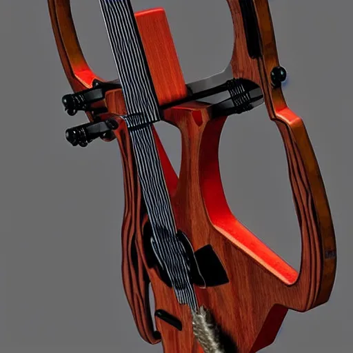 Prompt: a guitar crossbow, intricate, detailed, realistic, trending on artstation