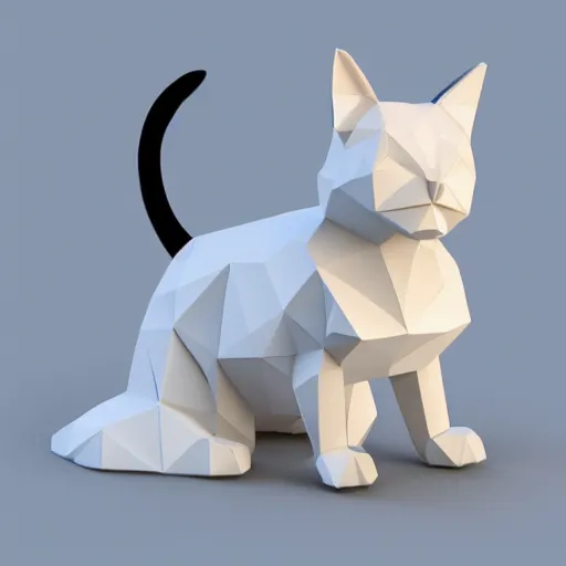 Image similar to low poly render of a cat on a white background isometric 3D Utra HD