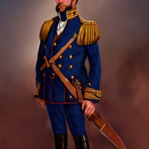 Prompt: man wearing a 19th century admirals uniform, intricate, elegant, highly detailed, digital painting, artstation, concept art, matte, sharp focus, illustration