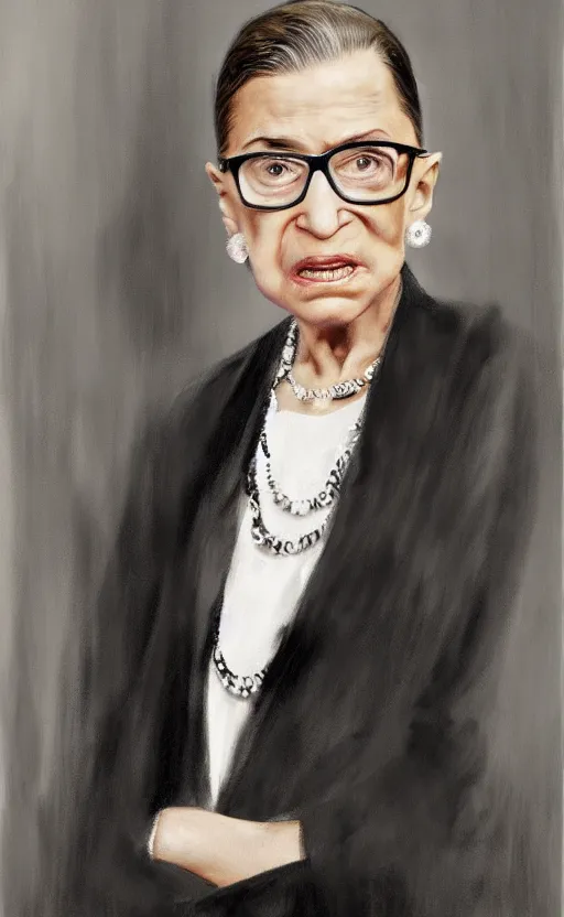 Image similar to ruth bader ginsburg wearing rick owens by zhaoming wu, nick alm