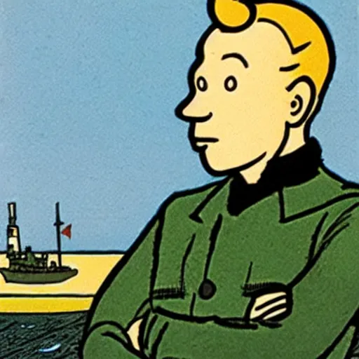 Image similar to portrait of tintin, by herge