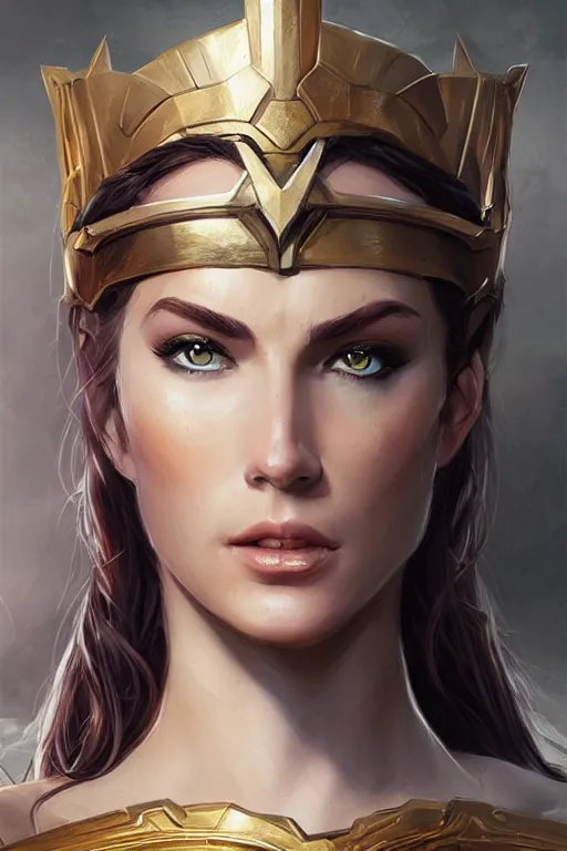 Image similar to amazon valkyrie athena, d & d, fantasy, portrait, highly detailed, headshot, digital painting, trending on artstation, concept art, sharp focus, illustration, art by artgerm and greg rutkowski and magali villeneuve