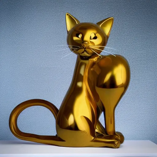 Prompt: “a sculpture of a cat by Jeff Koons”