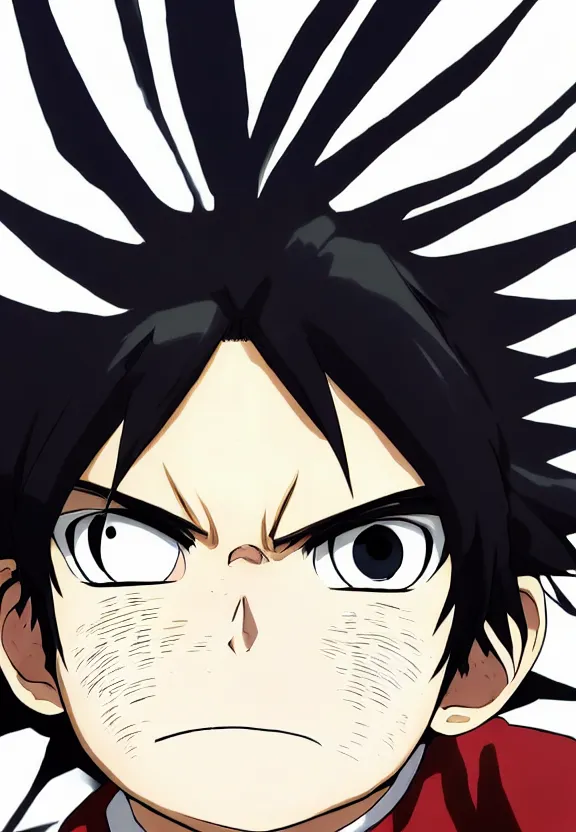 Prompt: highly detailed portrait of an angry young boy with ice powers and spikey hair by masayoshi tanaka, in my hero academia, in attack on titan, 8 k, anime!!!!!!!!!!!!!!!, trending on artstation, very big eyes!, detailed eyes, official media, blue eyes, cel shaded, detailed