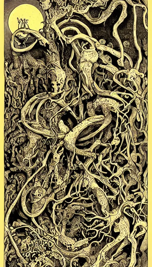 Image similar to life and death mixing together, by h. p. lovecraft