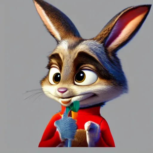 Image similar to very cute kid\'s film character rabbit, disney pixar Zootopia character concept artwork, 3d concept, detailed fur, animal wearing a sweater, high detail iconic character for upcoming film, trending on artstation