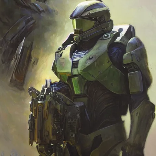 Image similar to Master Chief art by Donato Giancola and Bayard Wu, digital art, trending on artstation