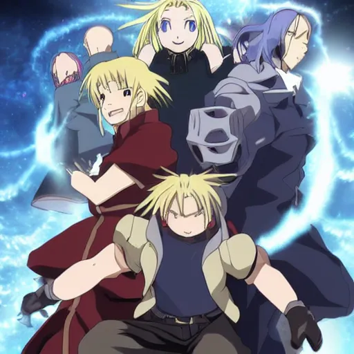 Movie poster of The Full Metal Alchemist Brotherhood,, Stable Diffusion