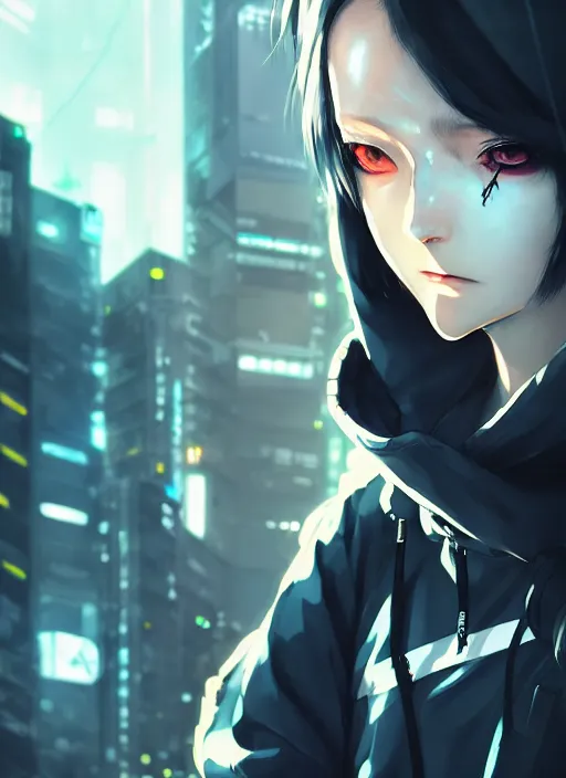 cyberpunk anime girl in hoodie, realistic face, | Stable Diffusion ...