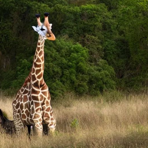 Prompt: a giraffe meditating