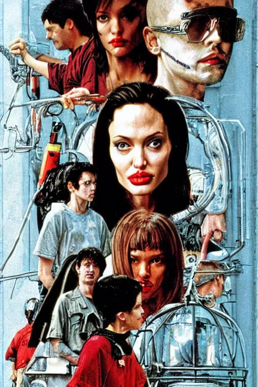 Prompt: angelina jolie in the movie hackers painted by norman rockwell