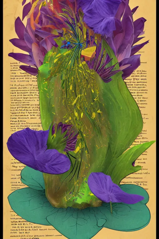 Image similar to artwork of a flower petals tempest by walt disney, infographic, textbook, marginalia, cursed, alien, plant specimens, hortorium, scientific study