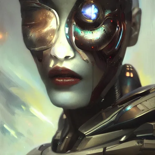 Image similar to galaxy surfing stunning cyborg, expressive oil painting, by yoshitaka amano, by greg rutkowski, by jeremy lipking, by artgerm,, h e giger, digital art, octane render