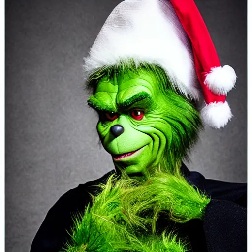 Prompt: The Grinch as Voldemort, high resolution photo, outfit photo pose