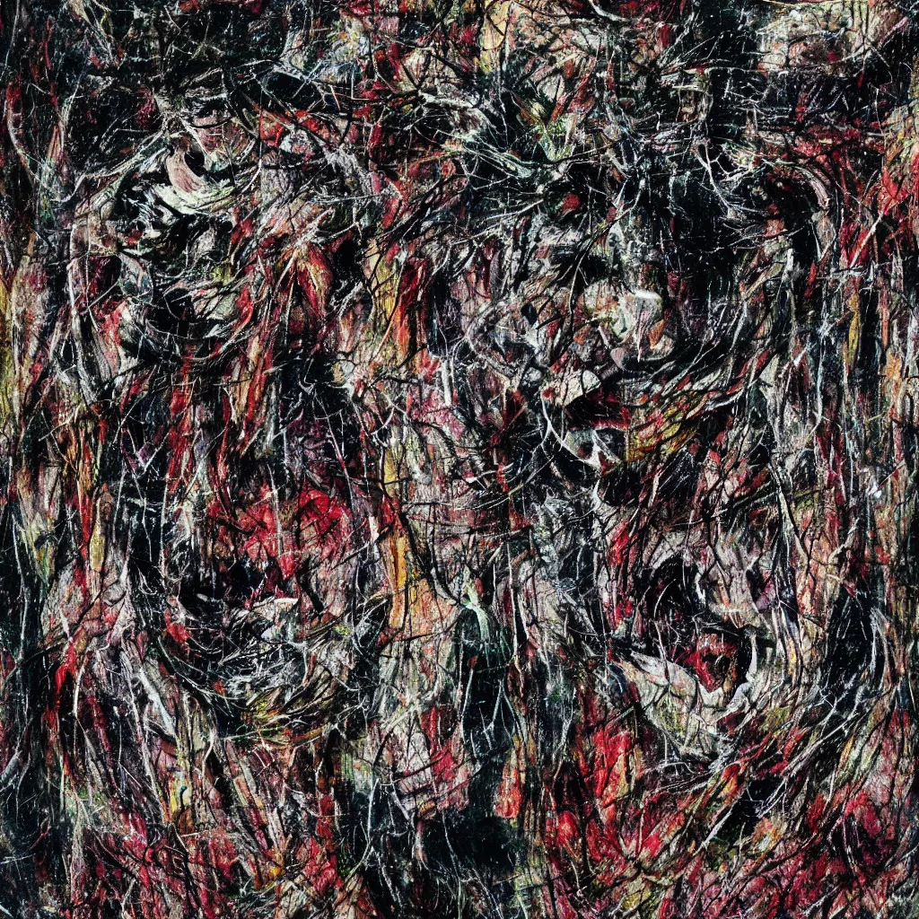 Image similar to camo made of teeth, smiling, abstract, francis bacon artwork, cryptic, dots, spots, stipple, lines, splotch, color tearing, pitch bending, faceless people, dark, ominous, eerie, hearts, minimal, points, technical, old painting, neon colors, folds