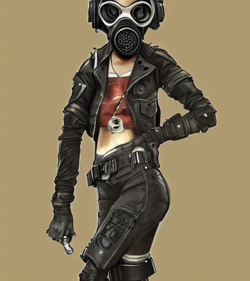 Prompt: a girl, gas mask, punk outfit, highly detailed, digital painting, artstation, concept art, smooth, sharp focus, illustration