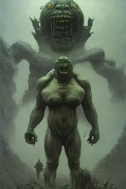 Image similar to ogre by giger, zdzisław beksinski, greg rutkowski