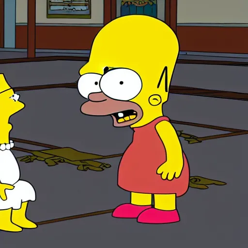 Image similar to melanchon is spanking a kid version of macron, in a episode from the simpson