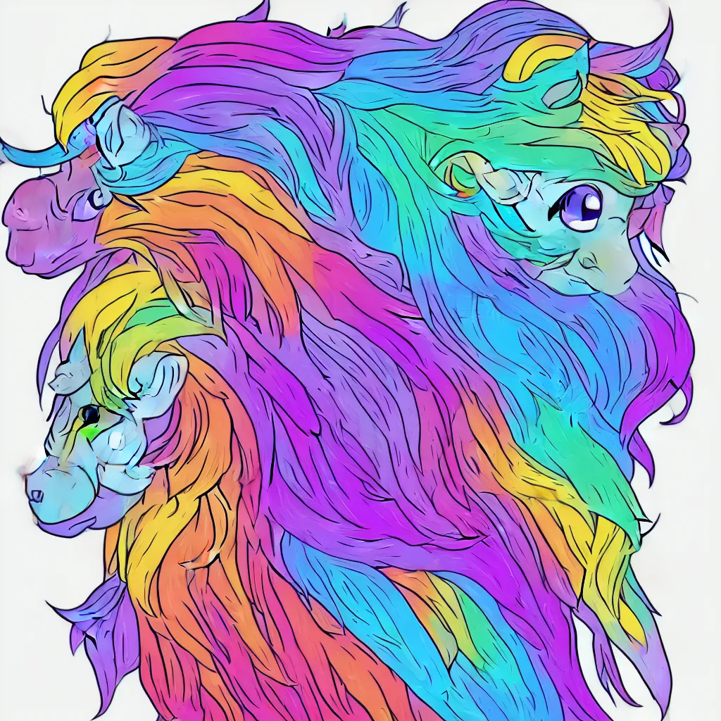 Image similar to Rainbow Robot Unicorn profile picture for social media sites. Limited palette, crisp vector lines