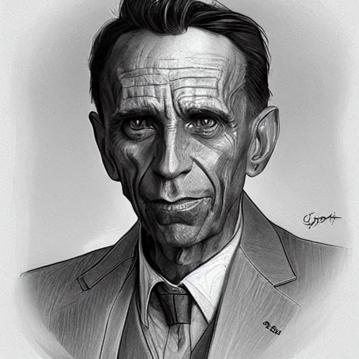 Prompt: amazing lifelike award winning pencil illustration of Joseph Goebbels trending on art station artgerm Greg rutkowski alphonse mucha cinematic