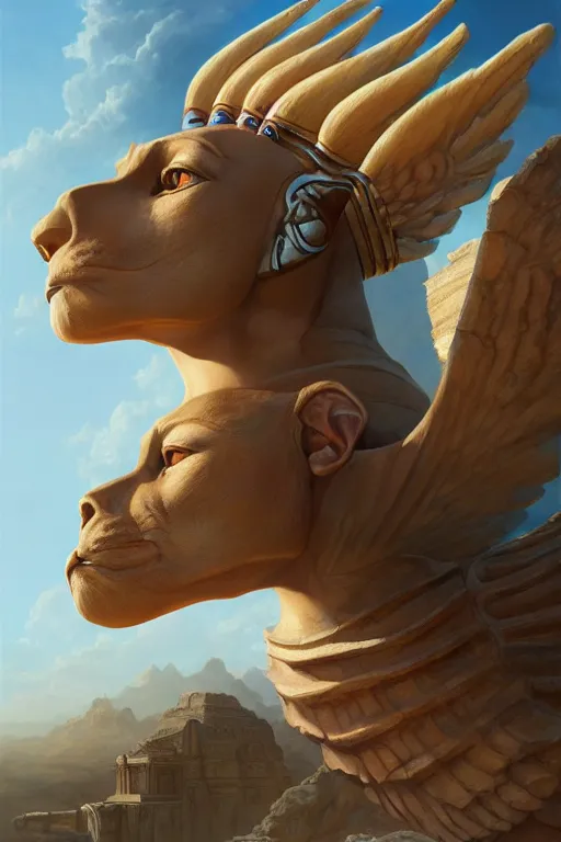 Image similar to legendary sphinx, highly detailed, d & d, fantasy, highly detailed, digital painting, trending on artstation, concept art, sharp focus, illustration, global illumination, ray tracing, realistic shaded, art by artgerm and greg rutkowski and fuji choko and viktoria gavrilenko and hoang lap, sunny