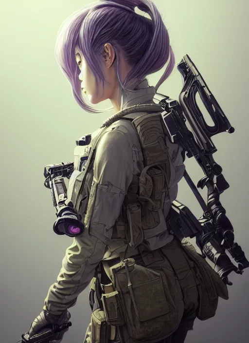 Prompt: the hyperrealistic portrait of lawful neutral female futuristic marine sniper as absurdly beautiful, gorgeous, elegant, young anime girl, an ultrafine hyperdetailed illustration by kim jung gi, irakli nadar, intricate linework, bright colors, octopath traveler, final fantasy, unreal engine 5 highly rendered, global illumination, radiant light, detailed and intricate environment