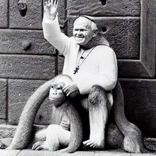 Image similar to john paul ii as monkey