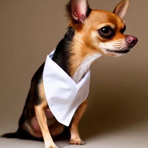 Image similar to chihuahua wearing doctor's attire, studio lighting