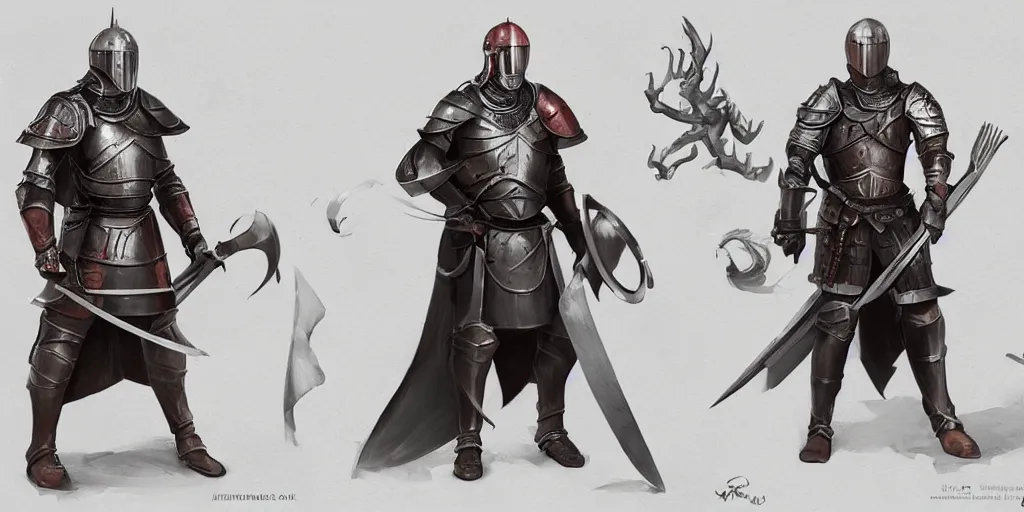 Image similar to different views of medieval knights, beautiful concept art by senior character artist, trending on artstation