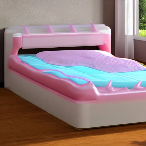 Prompt: a plastic bed, realistic, detailed