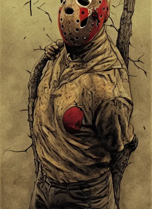 Image similar to Jason Voorhees in Friday the 13th Part VI: Jason Lives (1986), highly detailed, centered, solid color background, digital painting, artstation, concept art, smooth, sharp focus, illustration, Jason Edmiston, donato giancola, Joseph Christian Leyendecker, Les Edwards, Ed Repka, WLOP, Artgerm