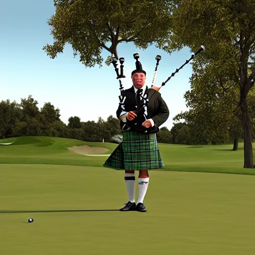 Prompt: Hornet playing bagpipes on a golf course, realistic, hyper real, detailed,