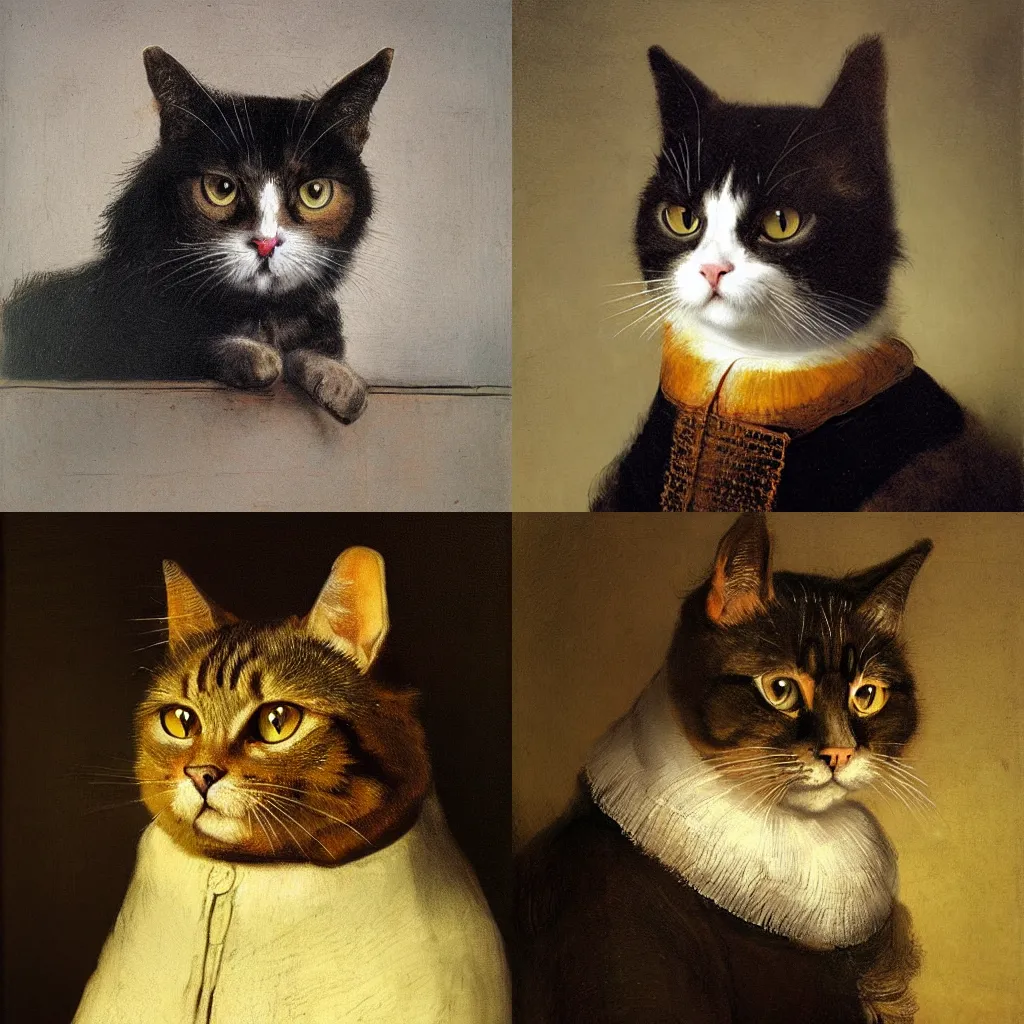 Prompt: business cat portrait, rembrandt