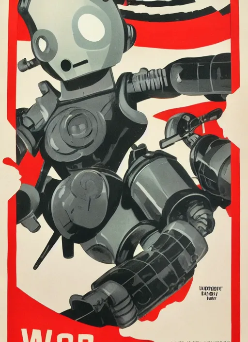 Prompt: wwii propaganda poster about robots attacking - n 9