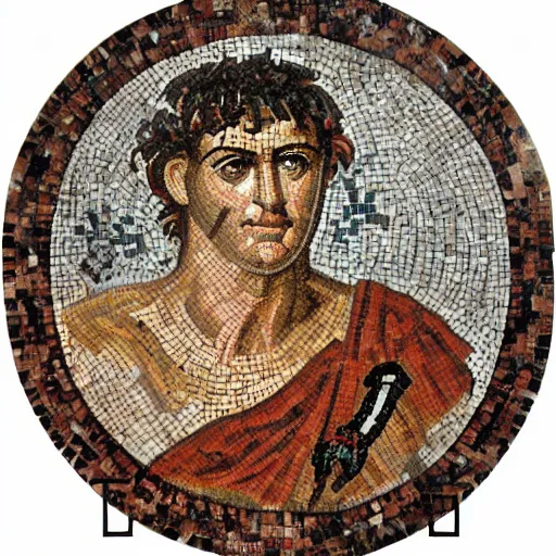 Prompt: an ancient roman mosaic of ultimate frisbee