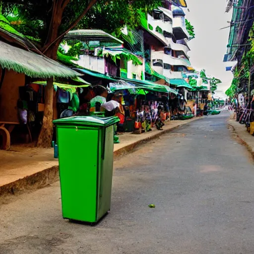 Image similar to green dustbin in sri lanka, street view