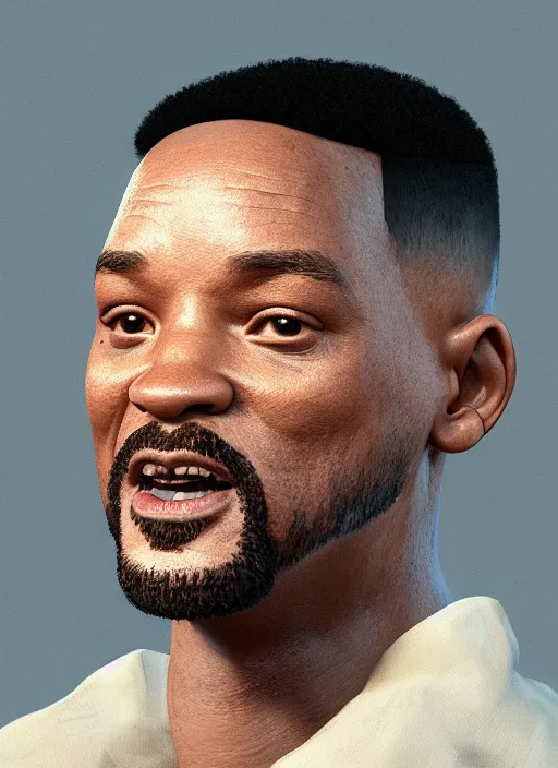 Prompt: portrait of will smith as a rock, au naturel, hyper detailed, digital art, trending in artstation, cinematic lighting, studio quality, smooth render, unreal engine 5 rendered, octane rendered, art style by klimt and nixeu and ian sprigger and wlop and krenz cushart