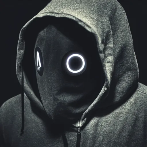 Prompt: realistic photo of hacker, dark background, hood, face doesn't visible, computer, extremely detailed, sharp focus, masterpiece,