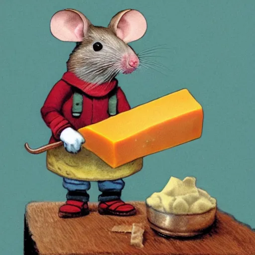 Image similar to mouse with red helmet eating cheese