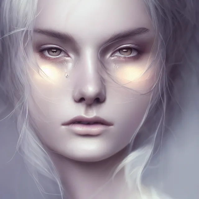 Prompt: world's new bestselling product by charlie bowater and anna dittmann and artgerm and clemens ascher, portrait, intricate, elegant, silver mist, product shot, macro, symmetrical face, highly detailed, dramatic lighting, sharp focus, octane render, trending on artstation, artstationhd, artstationhq, unreal engine, 4 k, 8 k
