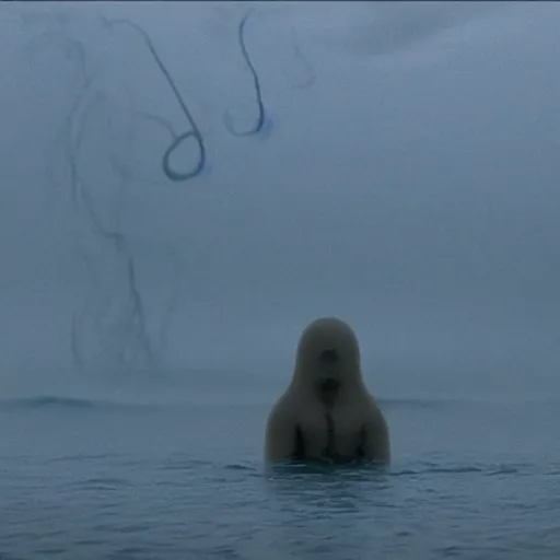 Prompt: scp - 1 2 1 4 7, strange creature emerging from the sea, film still from the movie directed by denis villeneuve with art direction by zdzisław beksinski, close up, telephoto lens, shallow depth of field