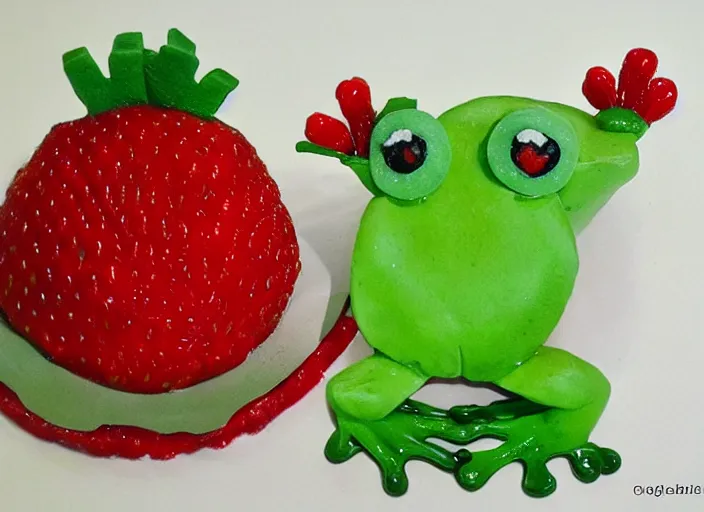 Image similar to frog made of strawberries