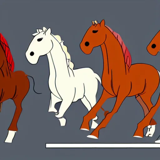 Image similar to 4 progressive frames of a horse running frame - by - frame from'learning to animate'