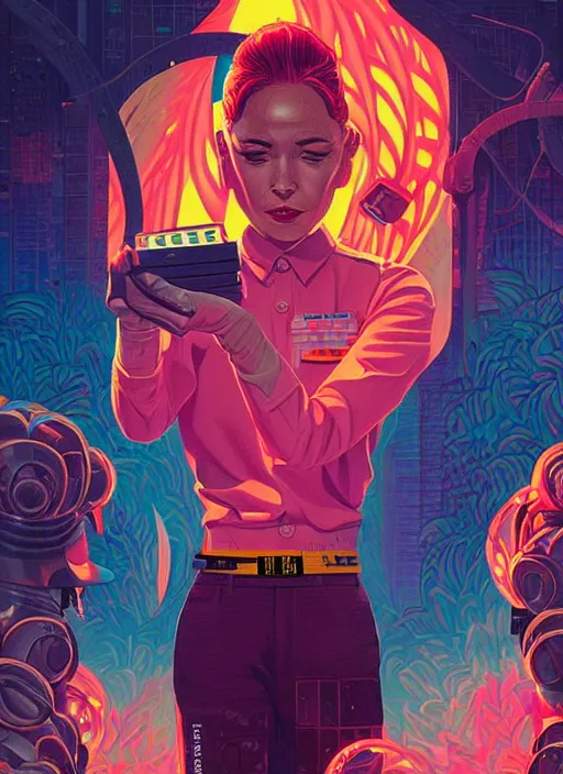 Image similar to burning police officer in sci fi prison, tristan eaton, victo ngai, artgerm, rhads, ross draws