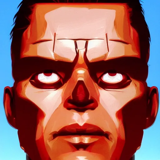 Image similar to face icon stylized minimalist the terminator 2 : judgement day, loftis, cory behance hd by jesper ejsing, by rhads, makoto shinkai and lois van baarle, ilya kuvshinov, rossdraws global illumination