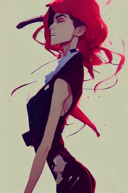 Prompt: a ultradetailed full body portrait of a girl in a suit, by conrad roset, greg rutkowski and makoto shinkai trending on artstation