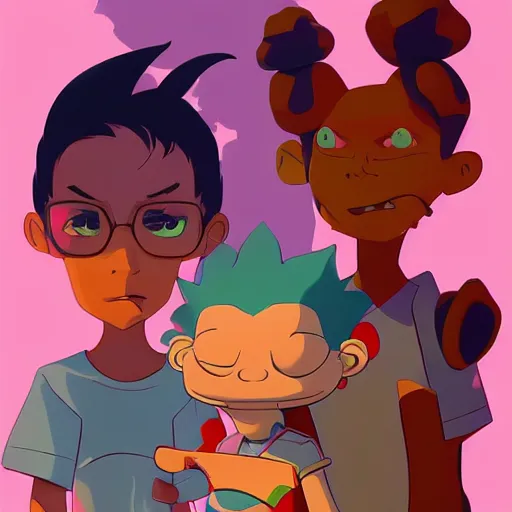 Image similar to face icon stylized minimalist rugrats, loftis, cory behance hd by jesper ejsing, by rhads, makoto shinkai and lois van baarle, ilya kuvshinov, rossdraws global illumination