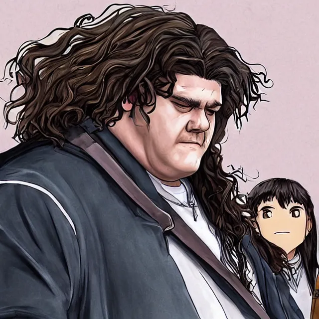 Prompt: hagrid ( harry potter ), race track, anime, in teh style of initial d, photorealistic,