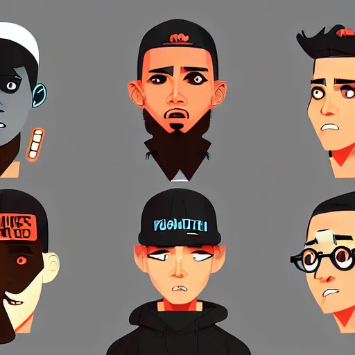 Image similar to 2 d character design, male rapper, vector art, digital art, portrait, 4 k, 8 k, sharp focus, smooth, illustration, concept art, music artist